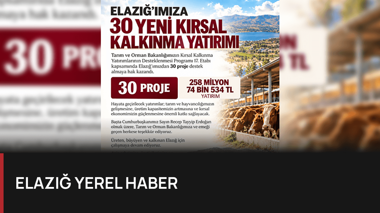Elazığ'da Kırsal Kalkınma İçin 258 Milyon Liralık Dev Yatırım