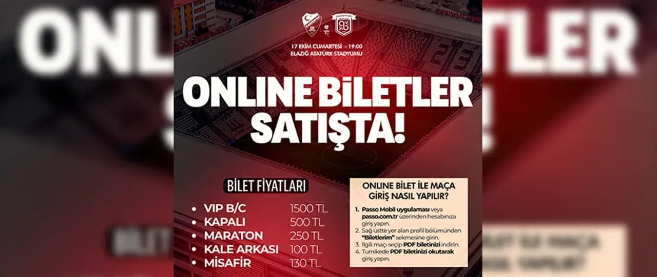 Elazığspor - Arnavutköy Belediyespor Karşılaşmasının Biletleri Satışa Sunuldu