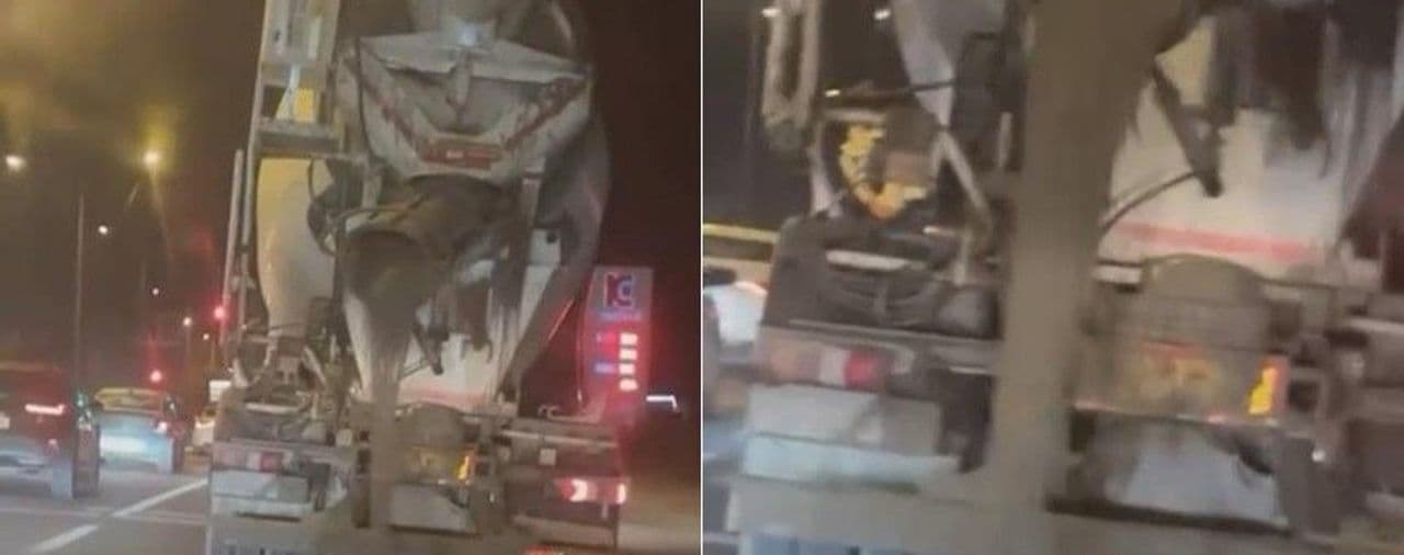 Elazığ'da Beton Mikseri Yola Harç Döktü